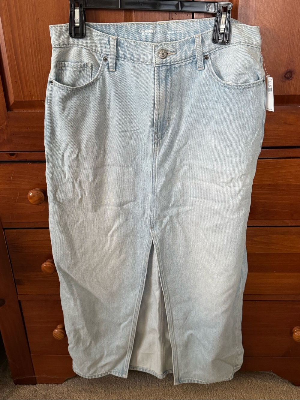 Drapey Denim High Rise Maxi Skirt Light Wash Size 8 NWOT
